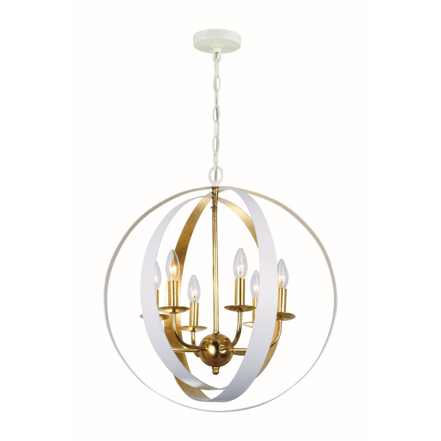 Crystorama - 585-MT-GA - Six Light Chandelier - Luna - Matte White + Antique Gold