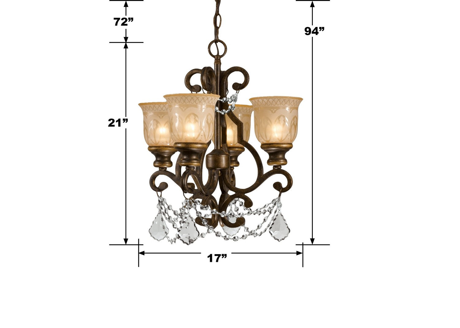 Crystorama - 7504-BU-CL-MWP - Mini lampe à quatre lumières Suspendu - Norwalk - Bronze Umber