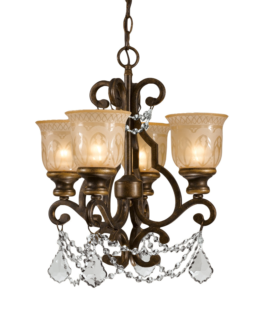 Crystorama - 7504-BU-CL-MWP - Mini lampe à quatre lumières Suspendu - Norwalk - Bronze Umber