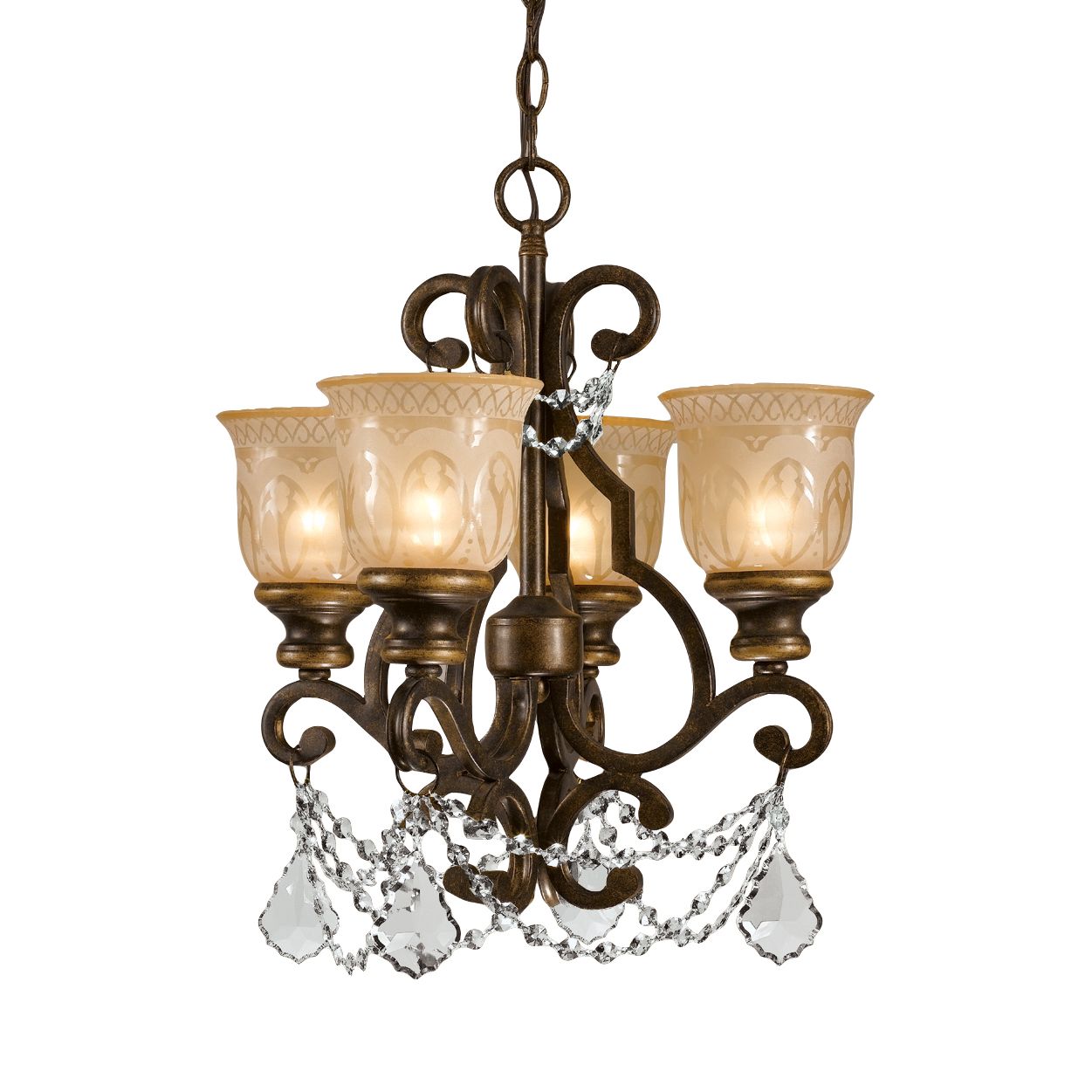 Crystorama - 7504-BU-CL-MWP - Four Light Mini Chandelier - Norwalk - Bronze Umber