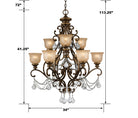 Crystorama - 7509-BU-CL-MWP - Neuf Lumières Suspendu - Norwalk - Bronze Umber