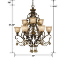 Crystorama - 7509-BU-GT-MWP - Neuf Lumières Suspendu - Norwalk - Bronze Umber