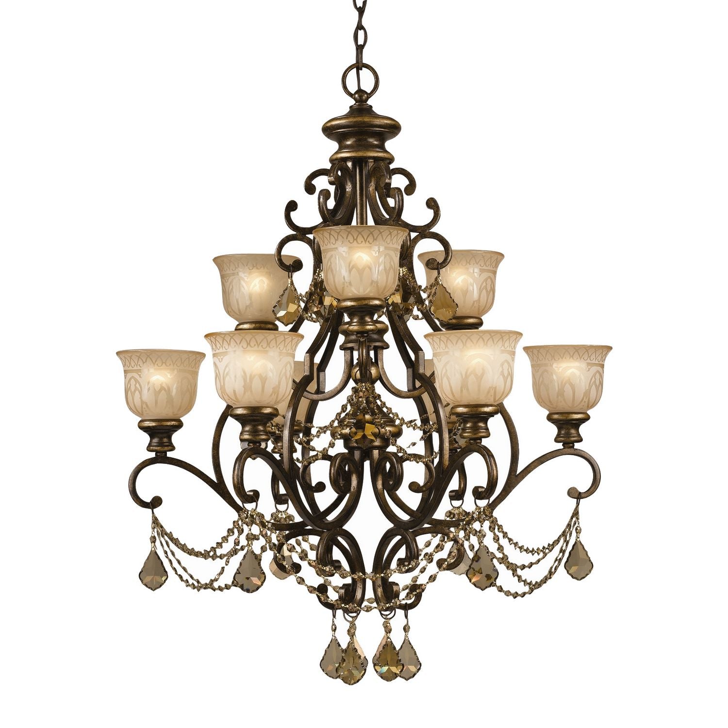 Crystorama - 7509-BU-GT-MWP - Nine Light Chandelier - Norwalk - Bronze Umber