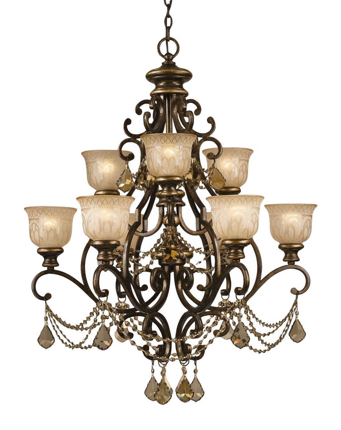 Crystorama - 7509-BU-GT-MWP - Neuf Lumières Suspendu - Norwalk - Bronze Umber