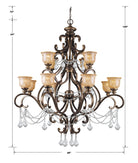 Crystorama - 7512-BU-CL-MWP - 12 Lumières Suspendu - Norwalk - Bronze Umber