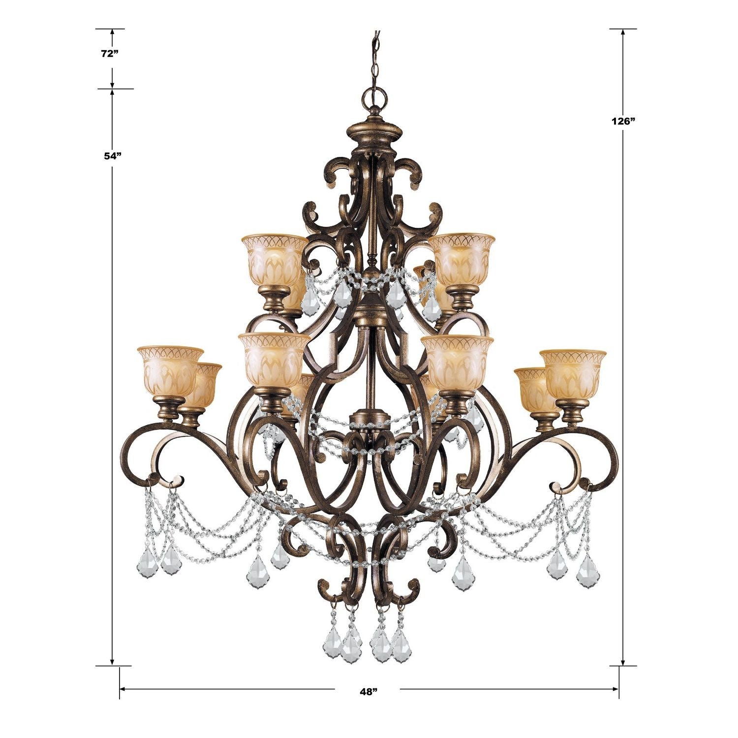 Crystorama - 7512-BU-CL-MWP - 12 Light Chandelier - Norwalk - Bronze Umber