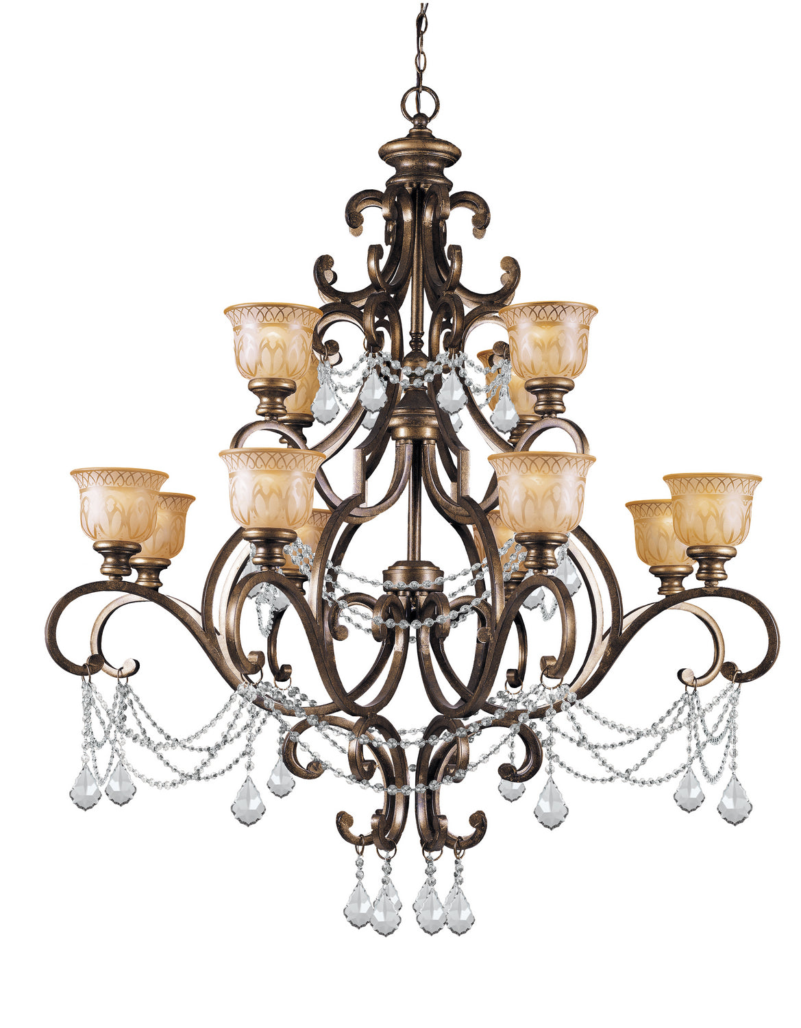 Crystorama - 7512-BU-CL-MWP - 12 Lumières Suspendu - Norwalk - Bronze Umber