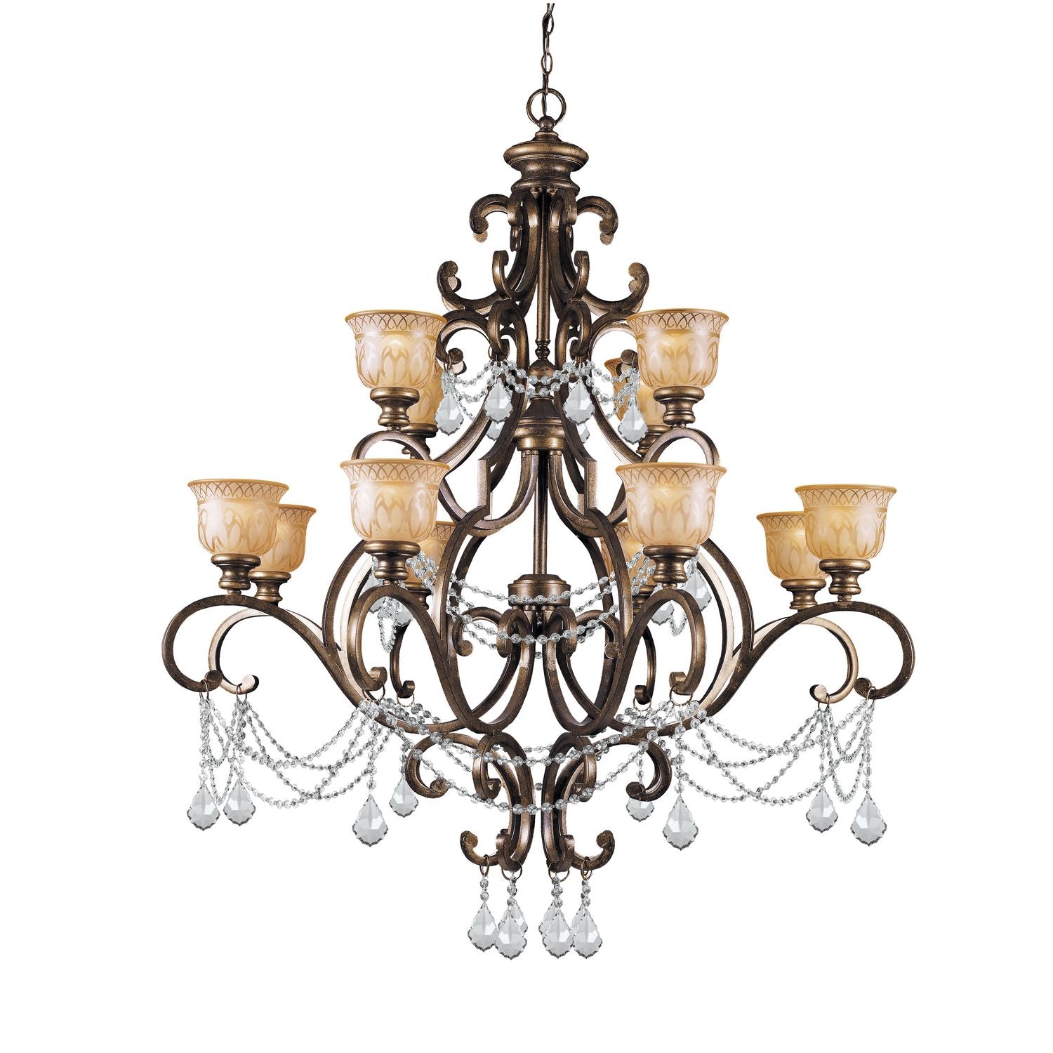 Crystorama - 7512-BU-CL-MWP - 12 Light Chandelier - Norwalk - Bronze Umber