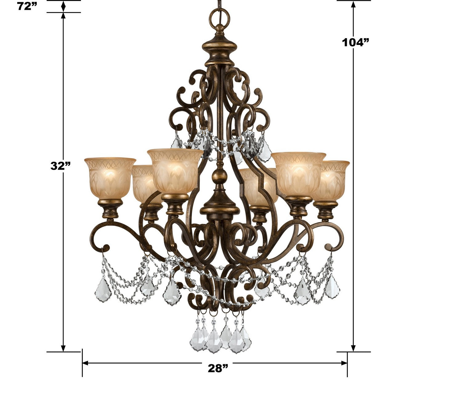 Crystorama - 7516-BU-CL-MWP - Six lumières Suspendu - Norwalk - Bronze Umber