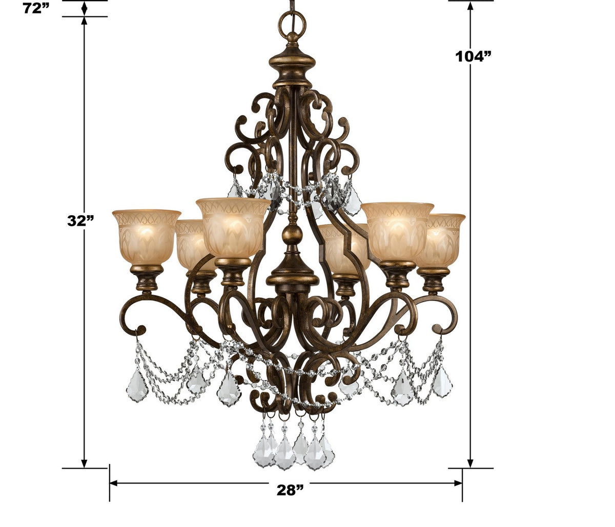 Crystorama - 7516-BU-CL-MWP - Six lumières Suspendu - Norwalk - Bronze Umber