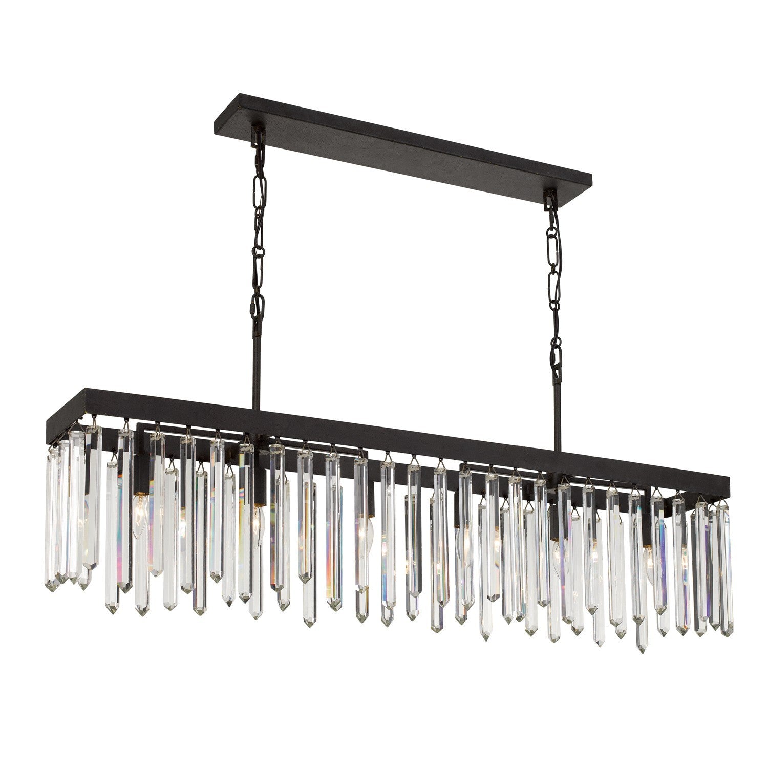 Crystorama - 8407-FB - Six Lumières Suspendu - Hollis - Bronze forgé