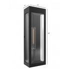 Boîte rectangulaire extérieure Avenue Murale AV9906-BLK installé sur un mur extérieur — lueur chaude de filament de style Edison provenant d'une cage noire ouverte