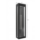 Boîte rectangulaire extérieure Avenue Murale AV9907-BLK installé sur un mur extérieur — lueur chaude de filament de style Edison provenant d'une cage noire ouverte