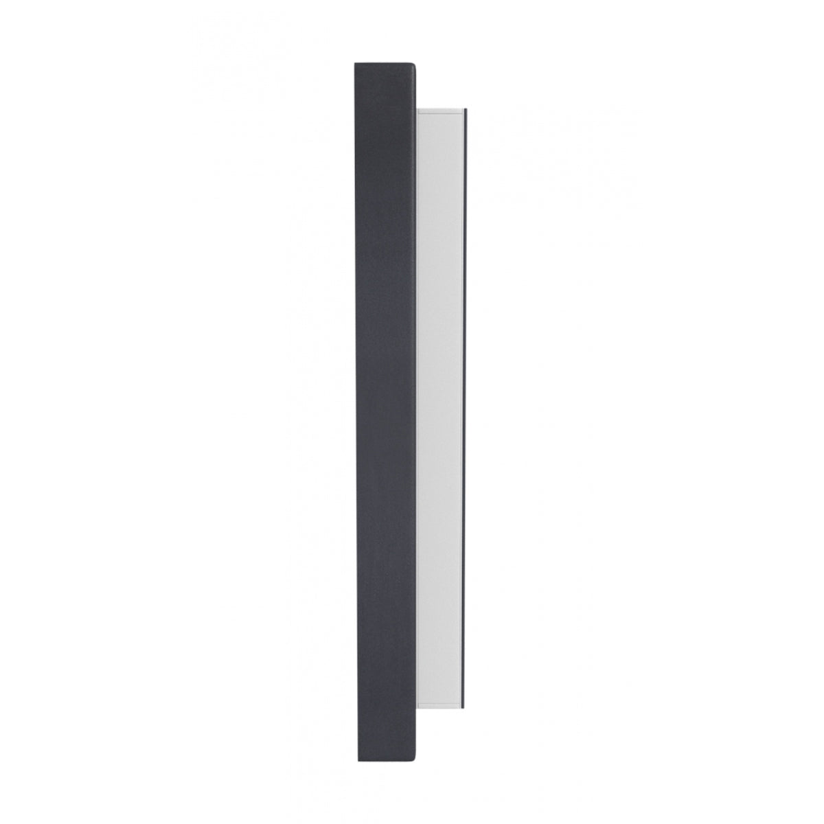 Avenue Outdoor Raised Panel LED Wall Sconce AV3218-BLK installed on modern exterior — raised panel glowing with warm white LED, black finish
