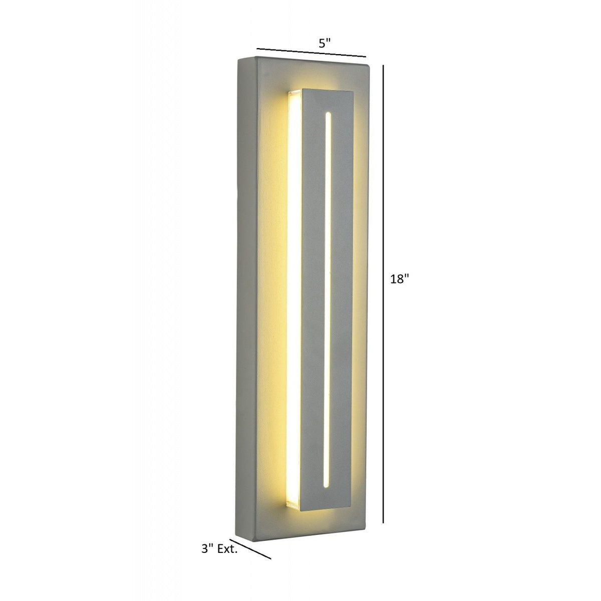 Avenue Outdoor Raised Panel LED Wall Sconce AV3218-SLV installed on modern exterior — raised panel glowing with warm white LED, silver finish