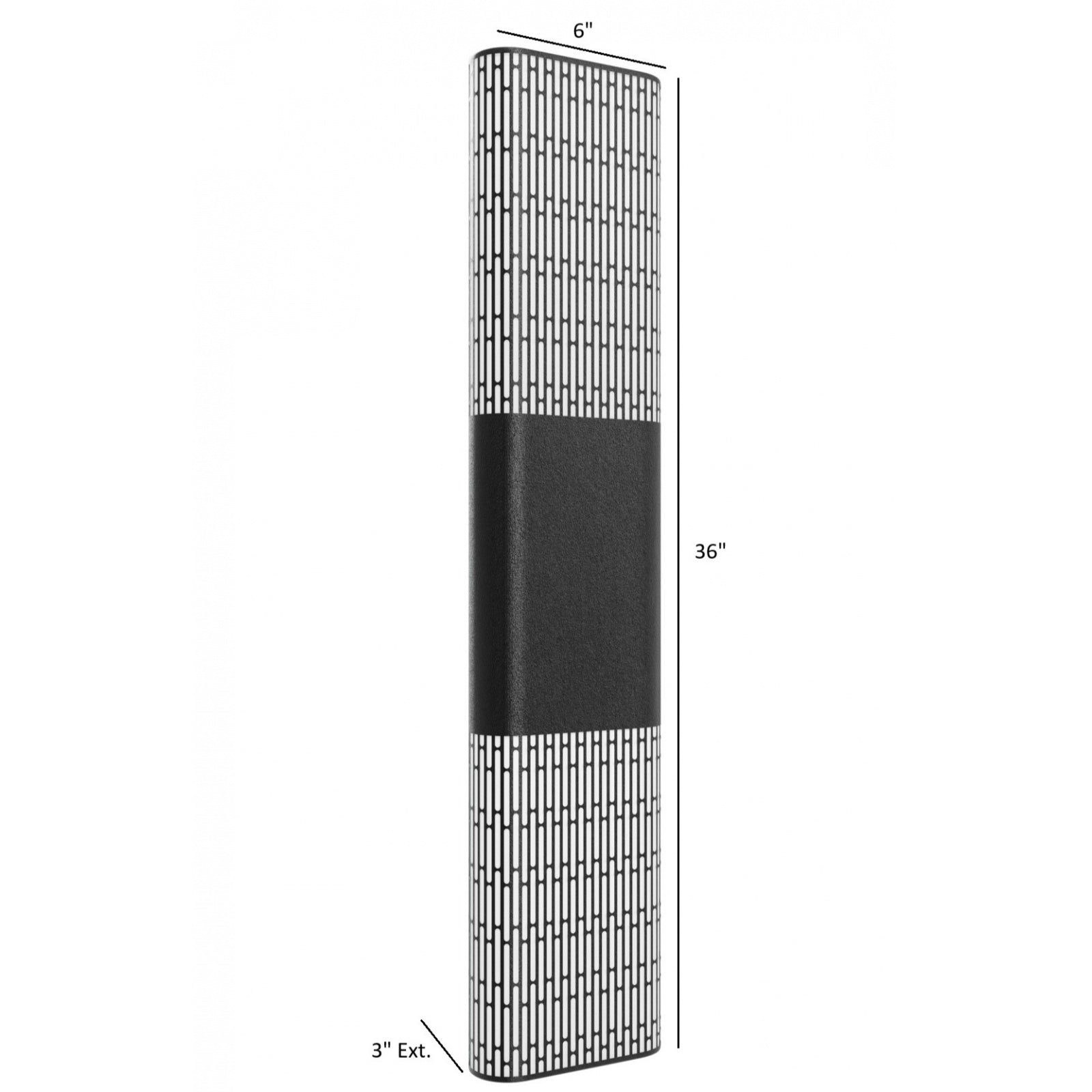 Avenue Outdoor LED Wall Sconce AV2336-BLK installed on stucco exterior — lattice pattern casts woven shadow on surrounding wall