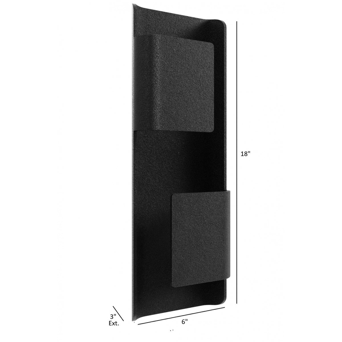 Avenue Outdoor 2-Panel LED Wall Sconce AV2418-BLK close-up — white acrylic diffuser panels set within matte black powder-coated frame