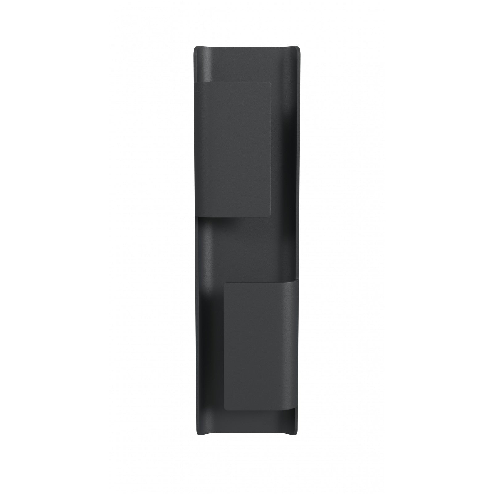 Panneau LED extérieur Avenue à 2 panneaux Murale Vue de face AV2424-BLK — Boîtier en aluminium noir de 61 cm (24 po) de hauteur avec deux panneaux rectangulaires lumineux, fond blanc