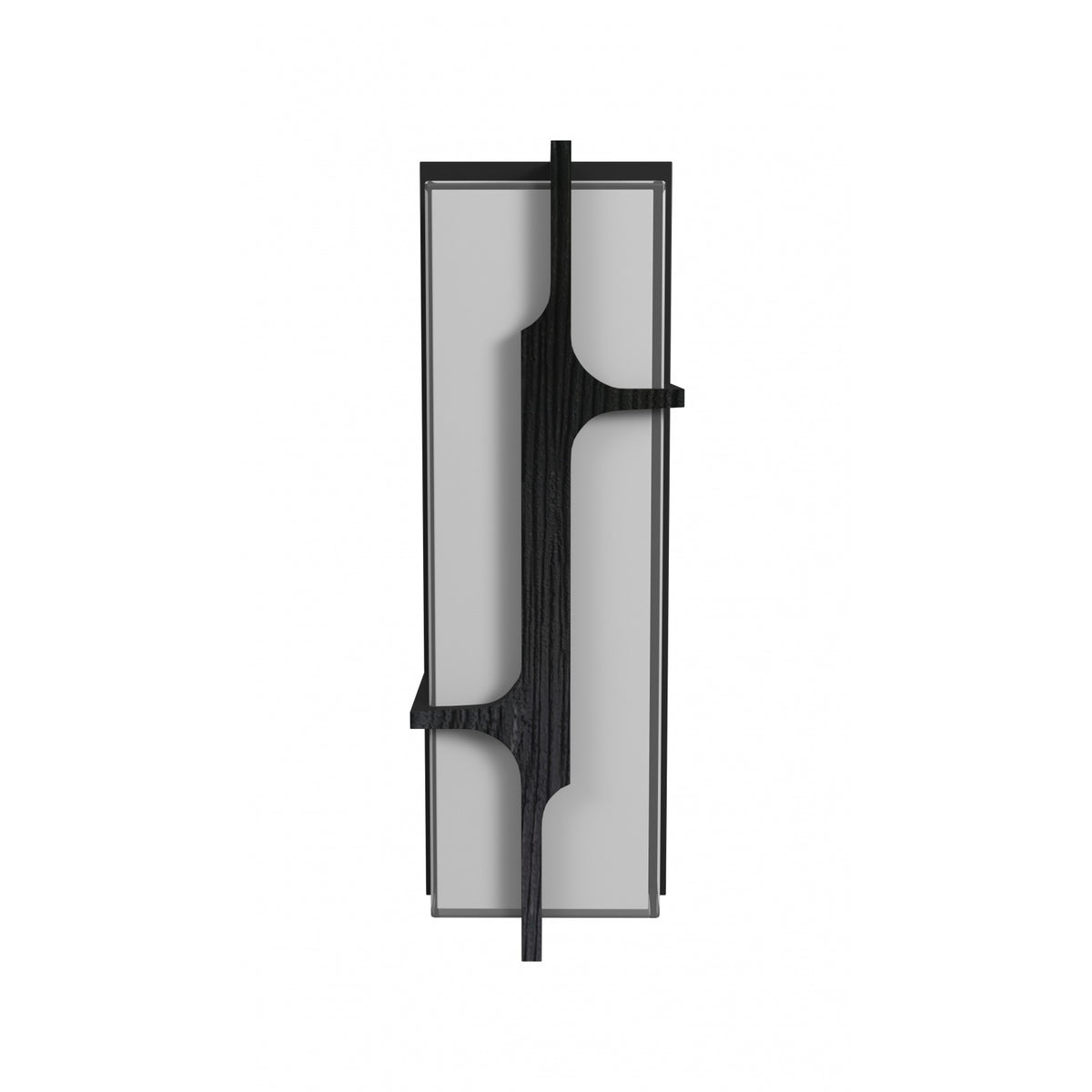 Avenue Outdoor Faux Wood Grain LED Wall Sconce AV2618-BLK front view — 18"H black frame with realistic wood-grain textured front panel, white background
