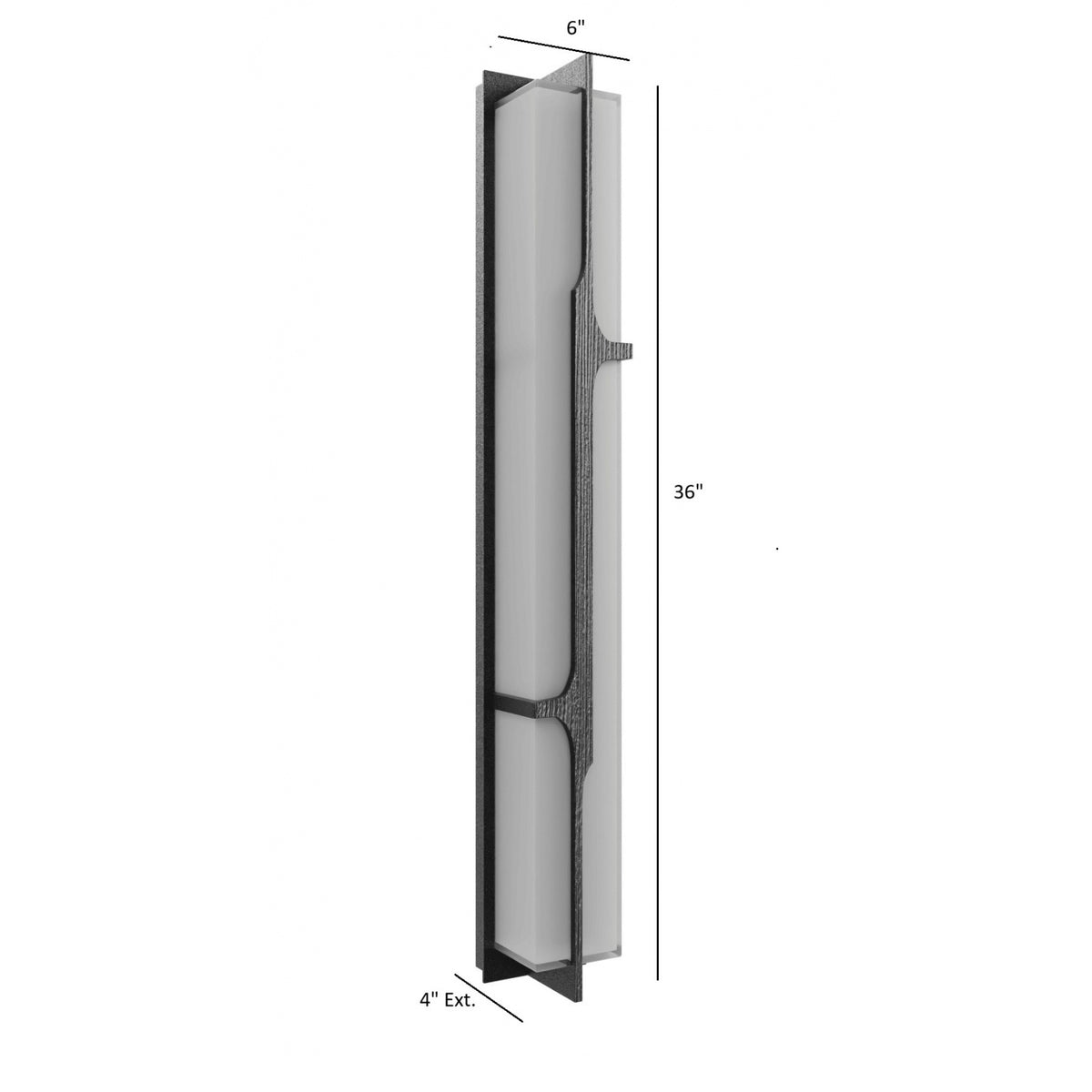 Avenue Outdoor Faux Wood Grain LED Wall Sconce AV2636-BLK installed on exterior wall — wood grain texture illuminated with warm LED backlight