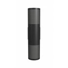 Avenue Outdoor Cylindrique Perforé LED Haut/Bas Murale AV2718-BLK vue de face — Cylindre rond noir de 45,7 cm (18 po) de hauteur, côtés perforés, fond blanc