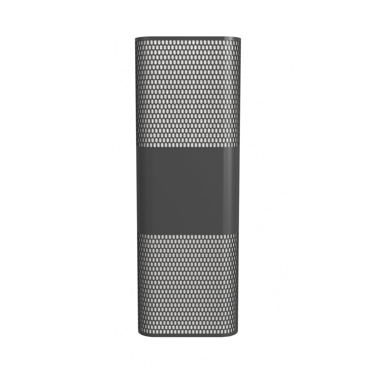 Avenue LED extérieure Murale AV2218-BLK vue de face — Rectangle noir de 45,7 cm (18 po) de hauteur avec motif de grille perforée découpée au laser sur fond blanc