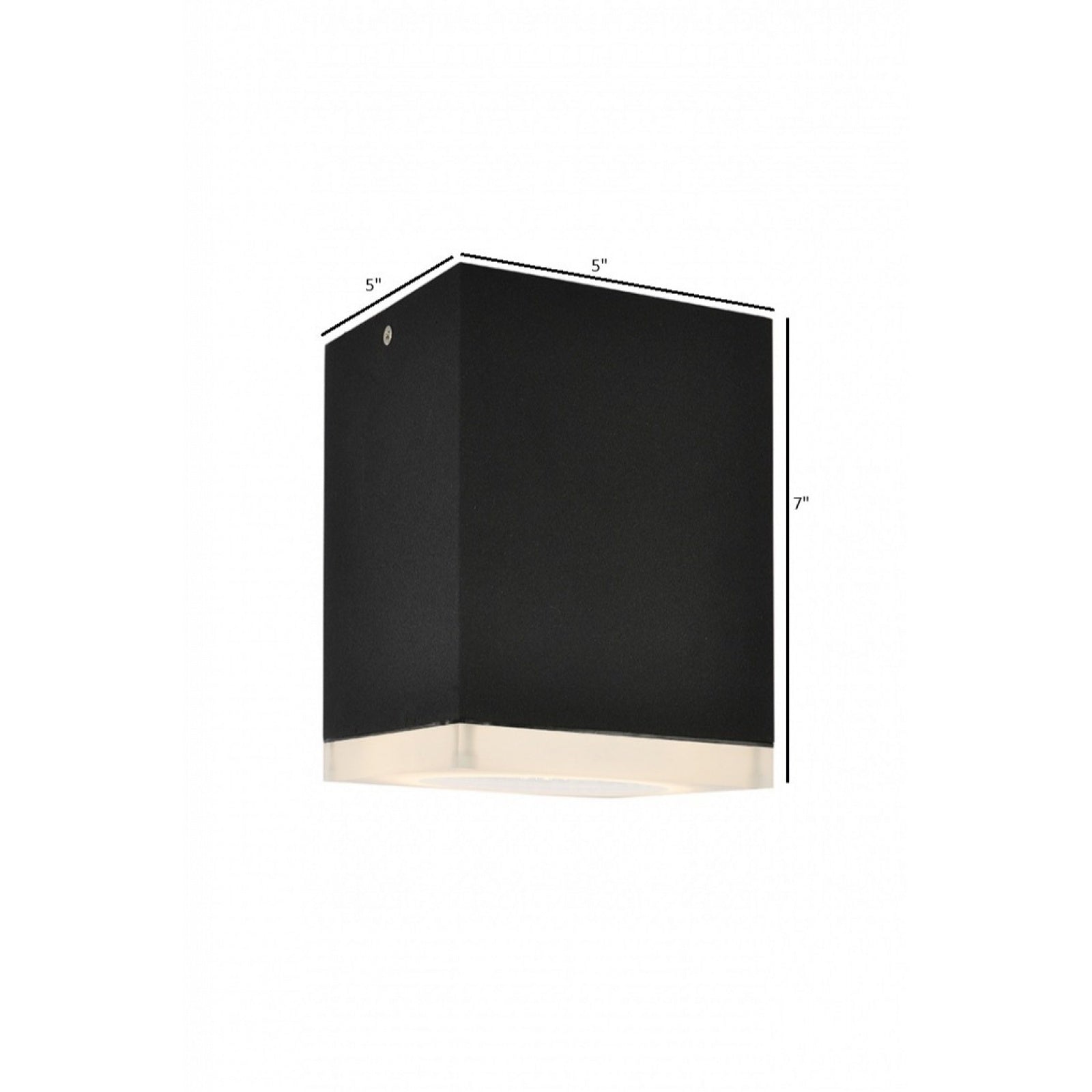 Avenue Outdoor LED Flushmount AV9889-BLK installed on outdoor ceiling — black round fixture flush with surface, even LED glow