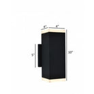 Avenue Outdoor Up/Down LED Wall Sconce AV9894-BLK three-quarter angle — black body with distinct upper and lower openings for bi-directional light