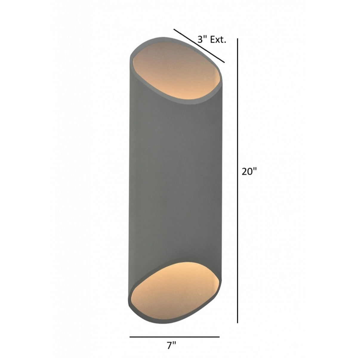 Avenue Outdoor Cylindrical LED Wall Sconce AV9895-SLV installed on exterior — silver cylinder casting even ambient glow on surrounding wall