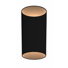 Avenue Outdoor Cylindrical LED Wall Sconce AV9896-BLK front view — 16"H slim black round cylinder on white background, 7-inch diameter