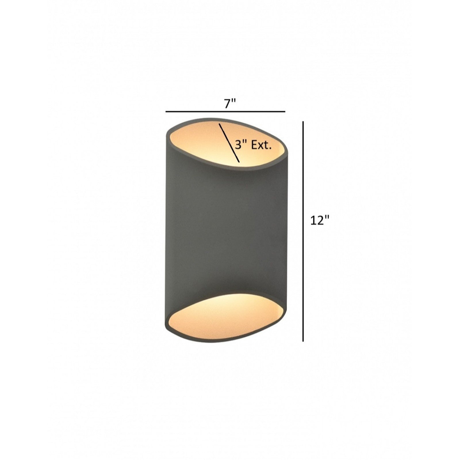 Avenue Cylindrique LED extérieure Murale AV9897-SLV installé à l'extérieur — cylindre argenté diffusant une lumière ambiante uniforme sur le mur environnant