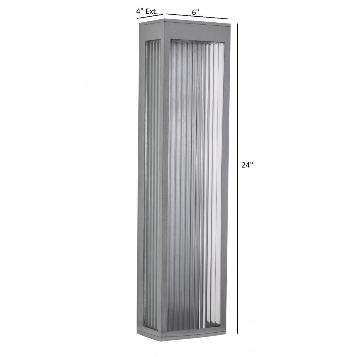 Avenue Outdoor Rectangular LED Wall Sconce AV9903-SLV installed on exterior — silver sconce with clean diffused glow on wall surface