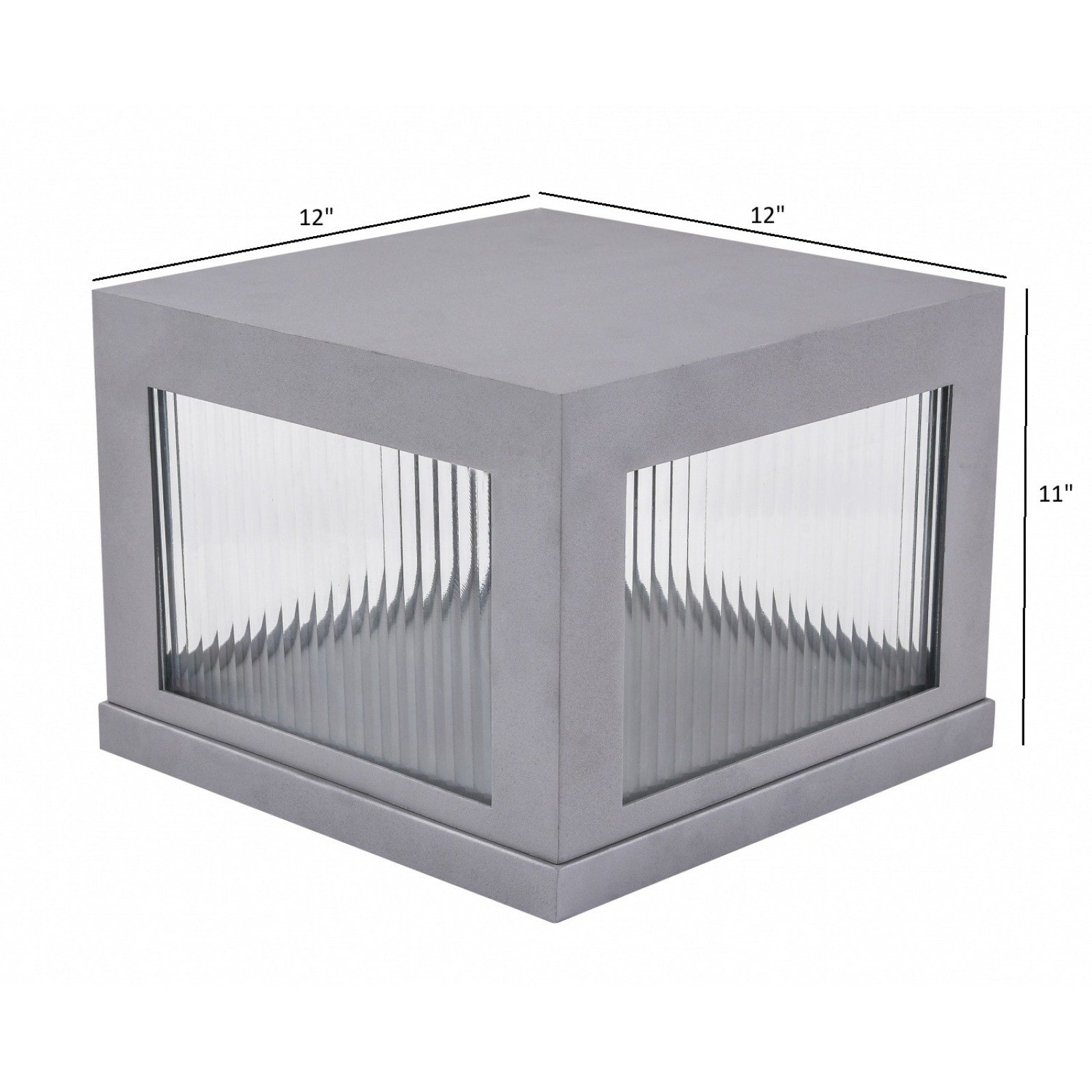 Avenue Outdoor LED Pillar Mount AV9904-SLV side profile — low-profile silver post cap silhouette showing shallow fixture depth