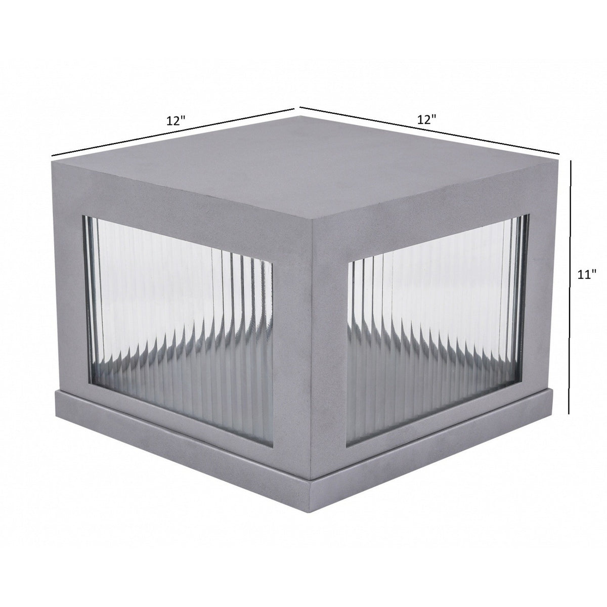 Avenue Outdoor LED Pillar Mount AV9904-SLV side profile — low-profile silver post cap silhouette showing shallow fixture depth