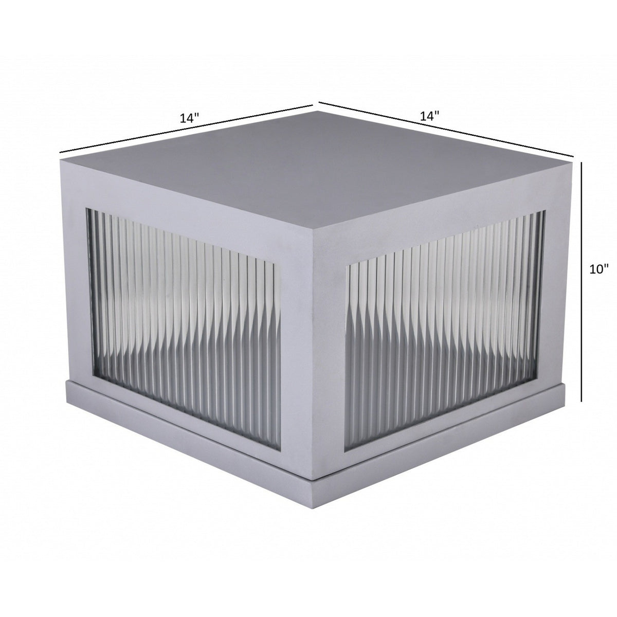 Avenue Outdoor LED Pillar Mount AV9905-SLV side profile — low-profile silver post cap silhouette showing shallow fixture depth