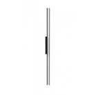 Avenue Outdoor Slim LED Wall Sconce AV2136-BLK installed on modern white exterior wall, casting soft upward LED wash