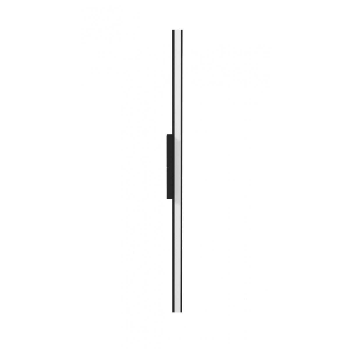 Avenue LED extérieure mince Murale Le projecteur AV2136-BLK, installé sur un mur extérieur blanc moderne, diffuse une douce lumière LED vers le haut.