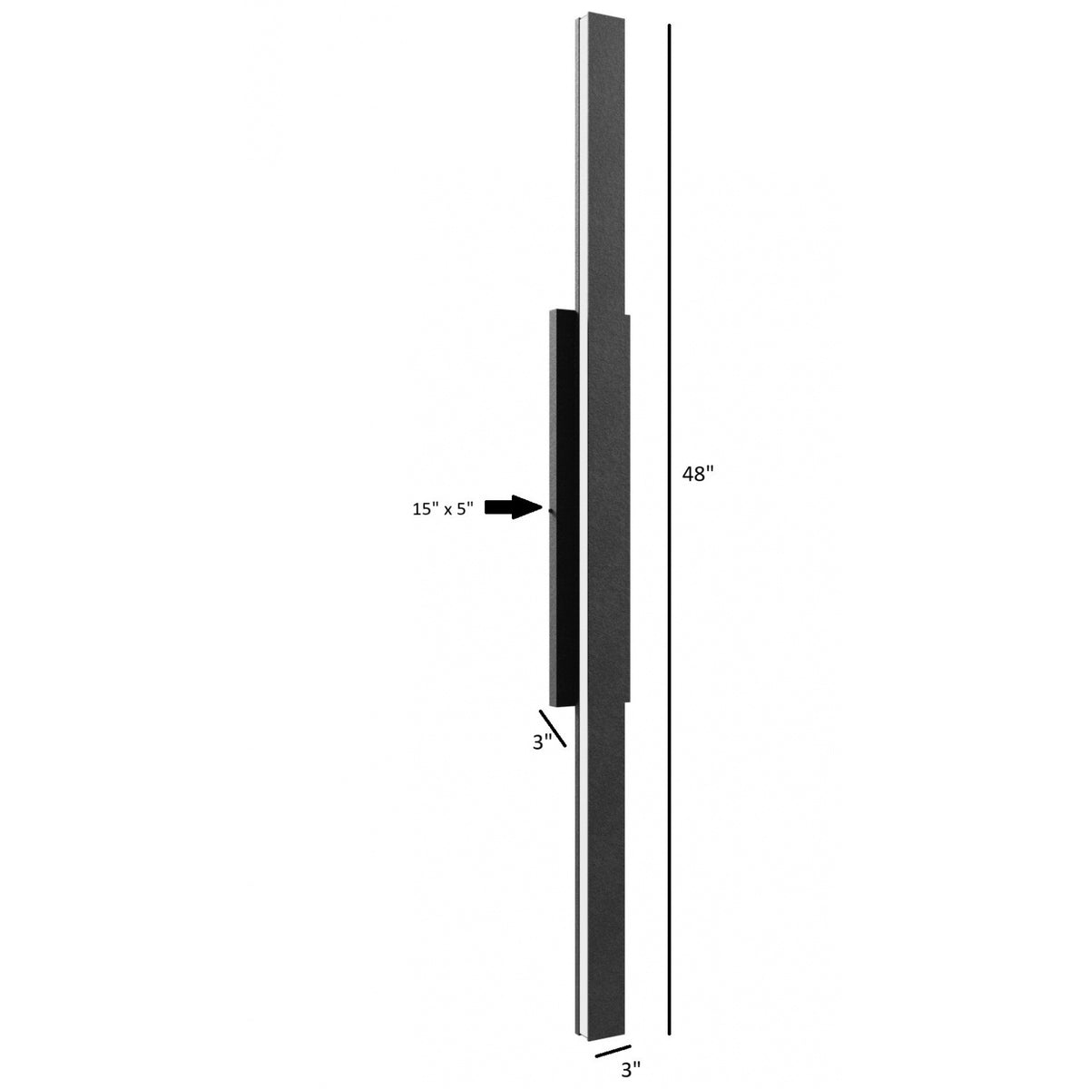 Avenue LED extérieure mince Murale Le projecteur AV2148-BLK, installé sur un mur extérieur blanc moderne, diffuse une douce lumière LED vers le haut.