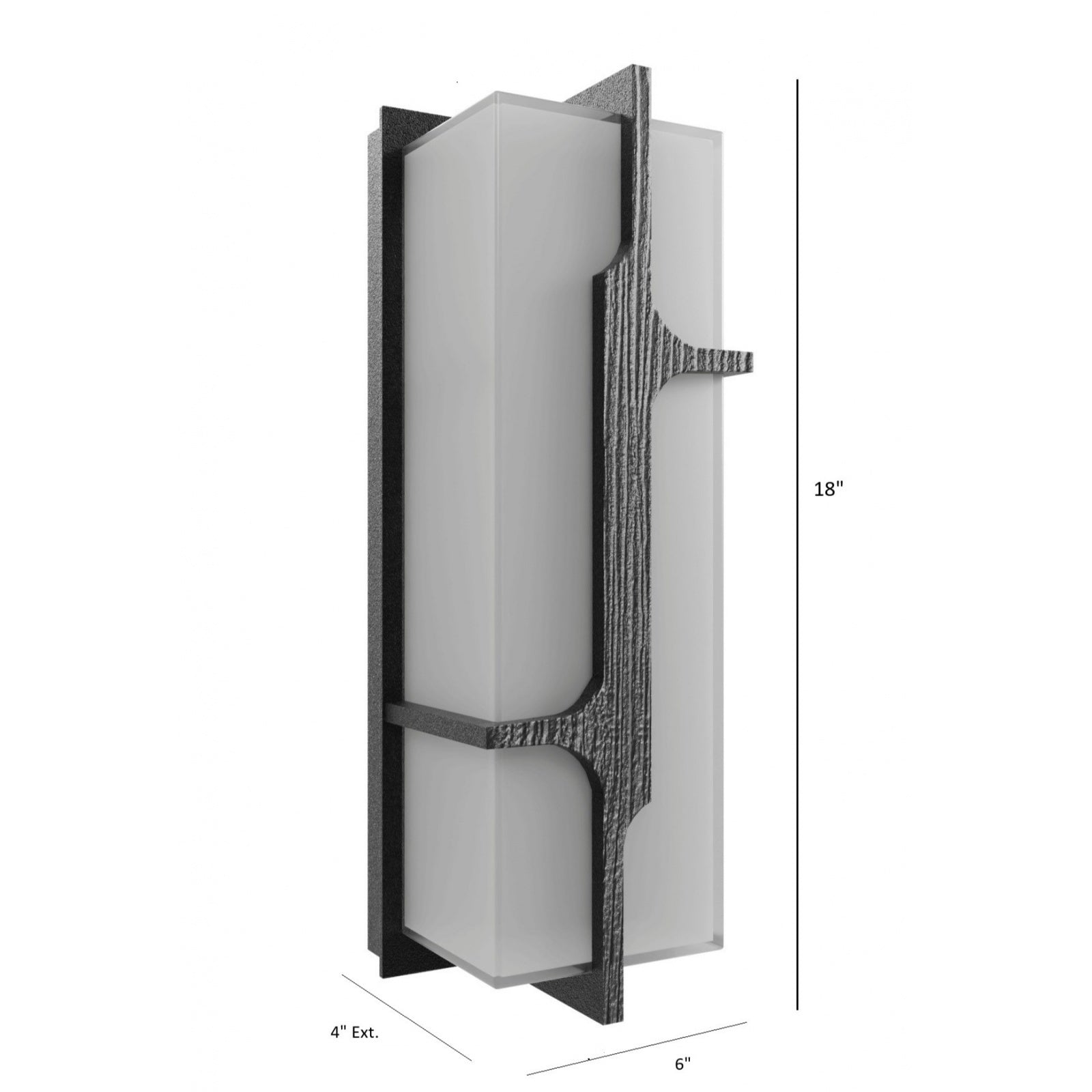 Avenue Outdoor Faux Wood Grain LED Wall Sconce AV2618-BLK installed on exterior wall — wood grain texture illuminated with warm LED backlight