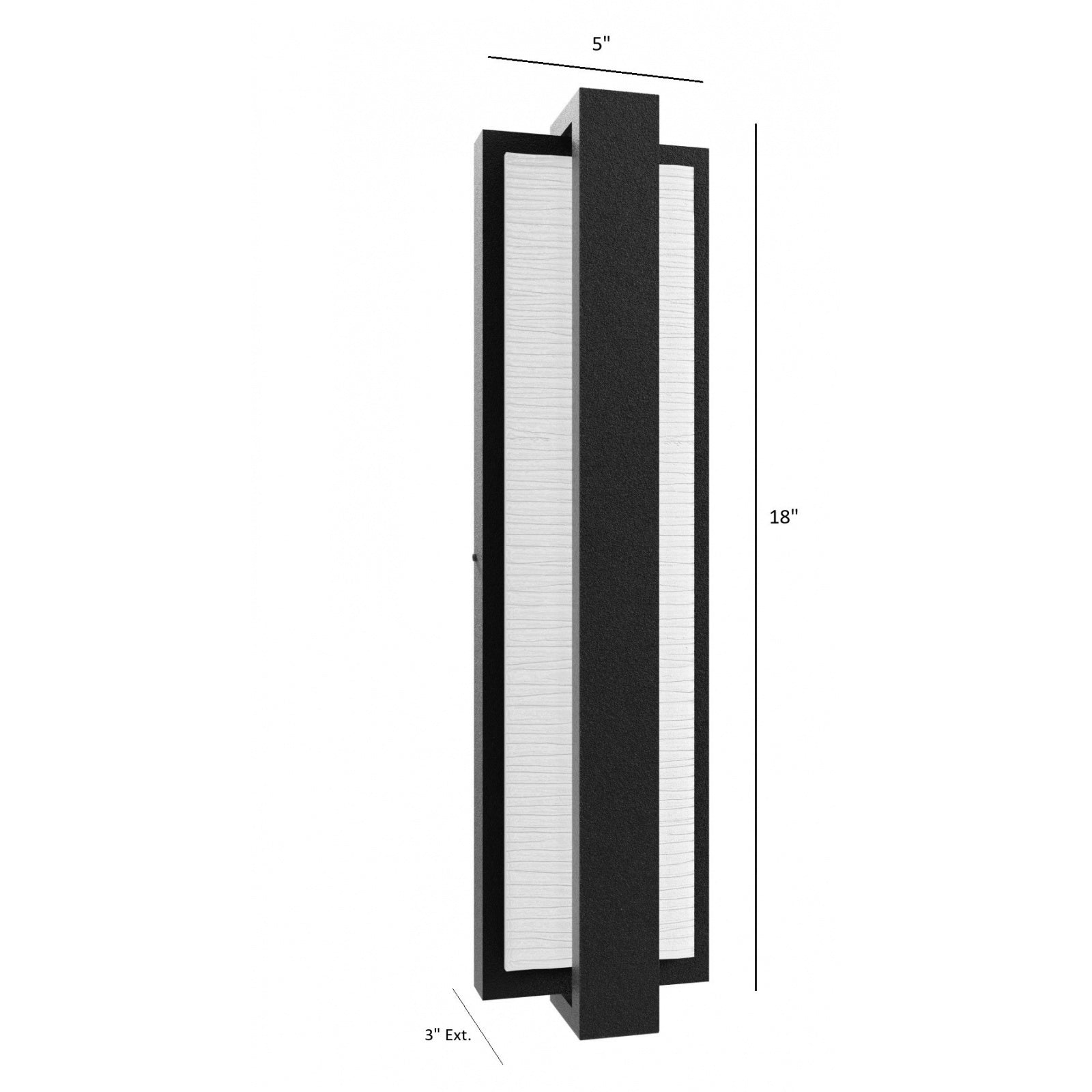 Avenue Outdoor Textured Panel LED Wall Sconce AV2918-BLK installed on modern exterior — warm diffused glow through textured face