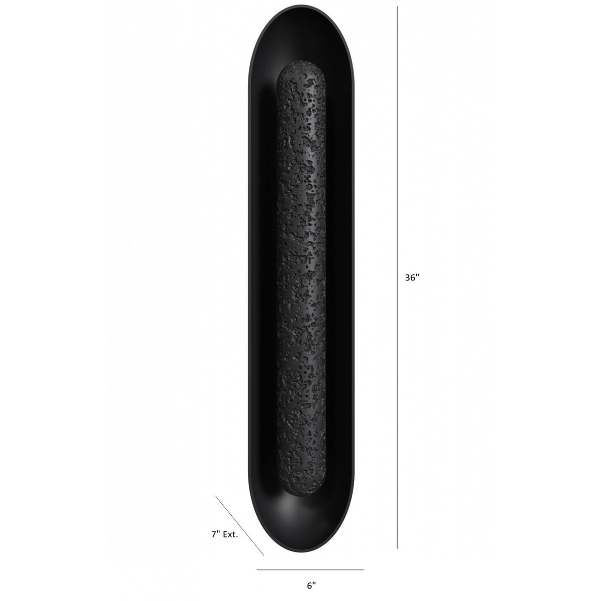 Avenue Outdoor Oval Capsule Natural Stone LED Wall Sconce AV5536-BLK installed on exterior wall — LED light warms through stone veining in oval capsule frame