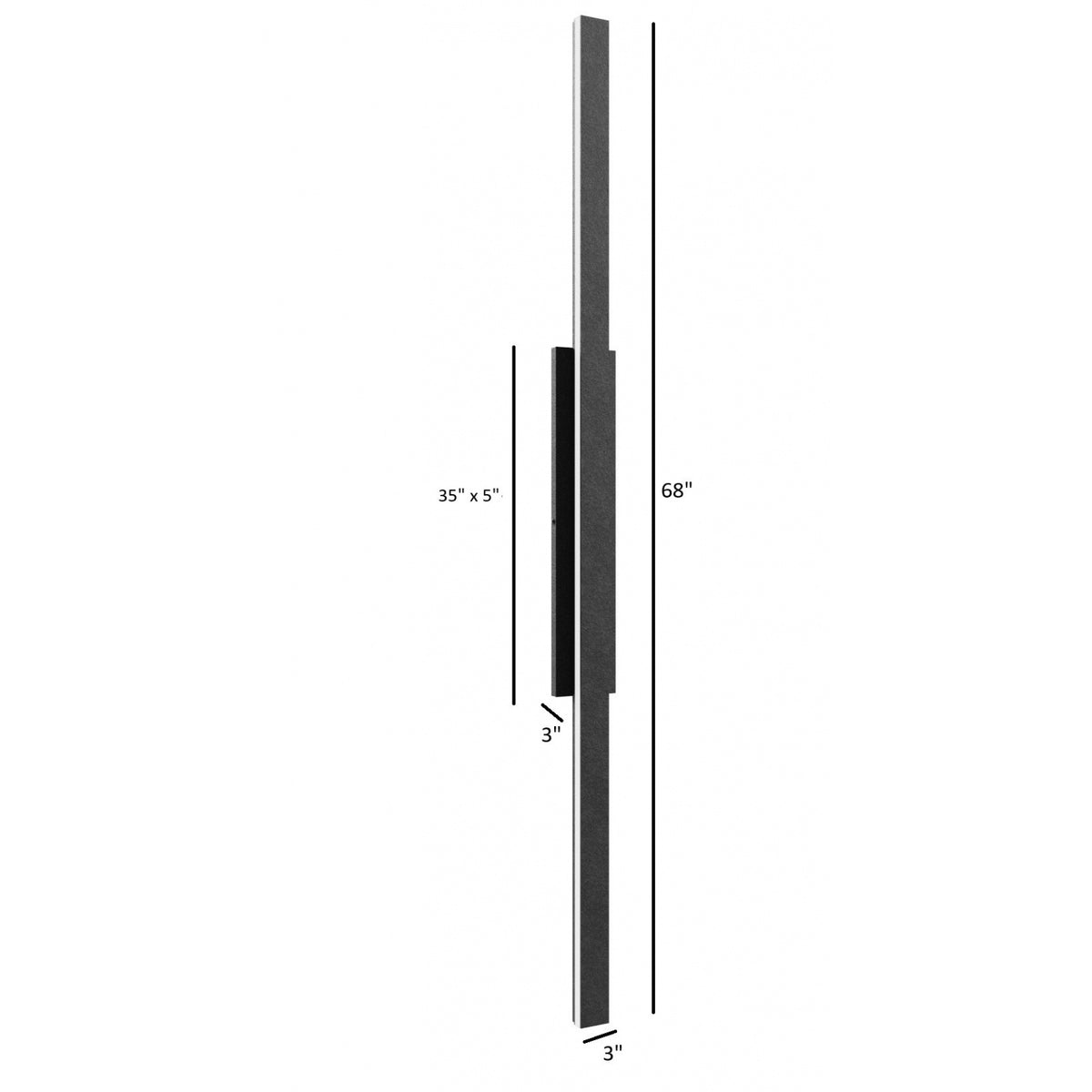 Avenue LED extérieure mince Murale Détail en gros plan de l'AV2168-BLK : finition peinture poudre noire mate et bande LED supérieure intégrée
