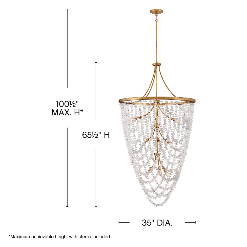 Fredrick Ramond FR41598DA Myra Cristal de roche à plusieurs niveaux Suspension en laiton vieilli