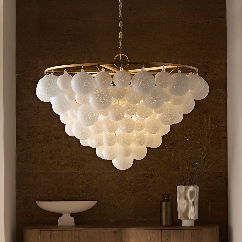 Fredrick Ramond FR41568DA Marabel Verre soufflé à plusieurs niveaux Suspension en laiton vieilli