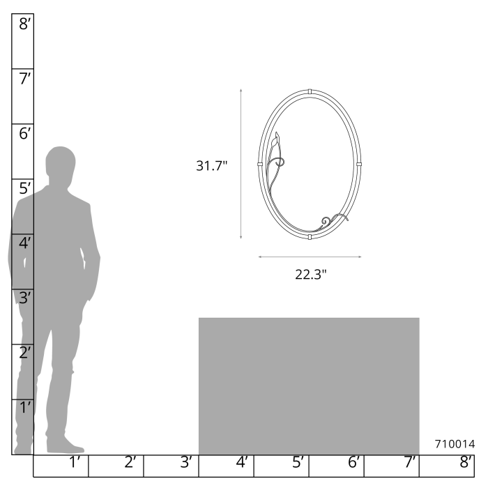 Hubbardton Forge 710014 Beveled Oval Mirror with Leaf