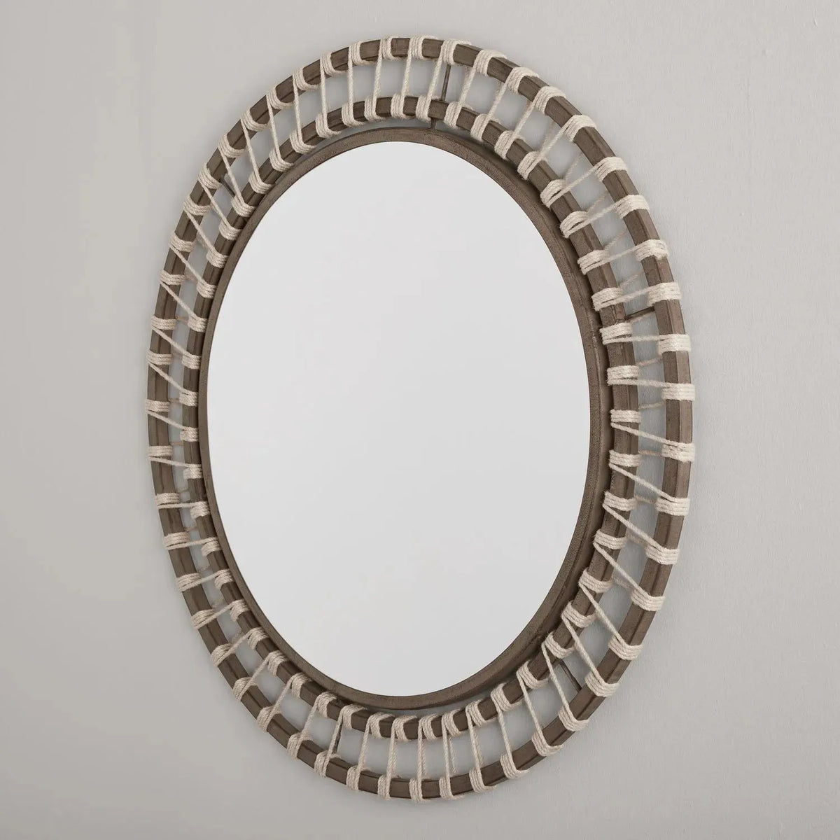 34" Round Natural Jute Mirror