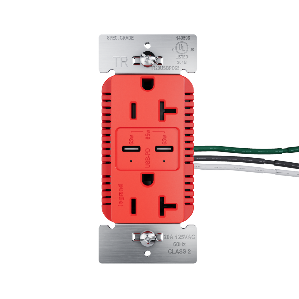 radiant® 65W Commercial USB Outlet, Type C, 20A, Tamper-Resistant