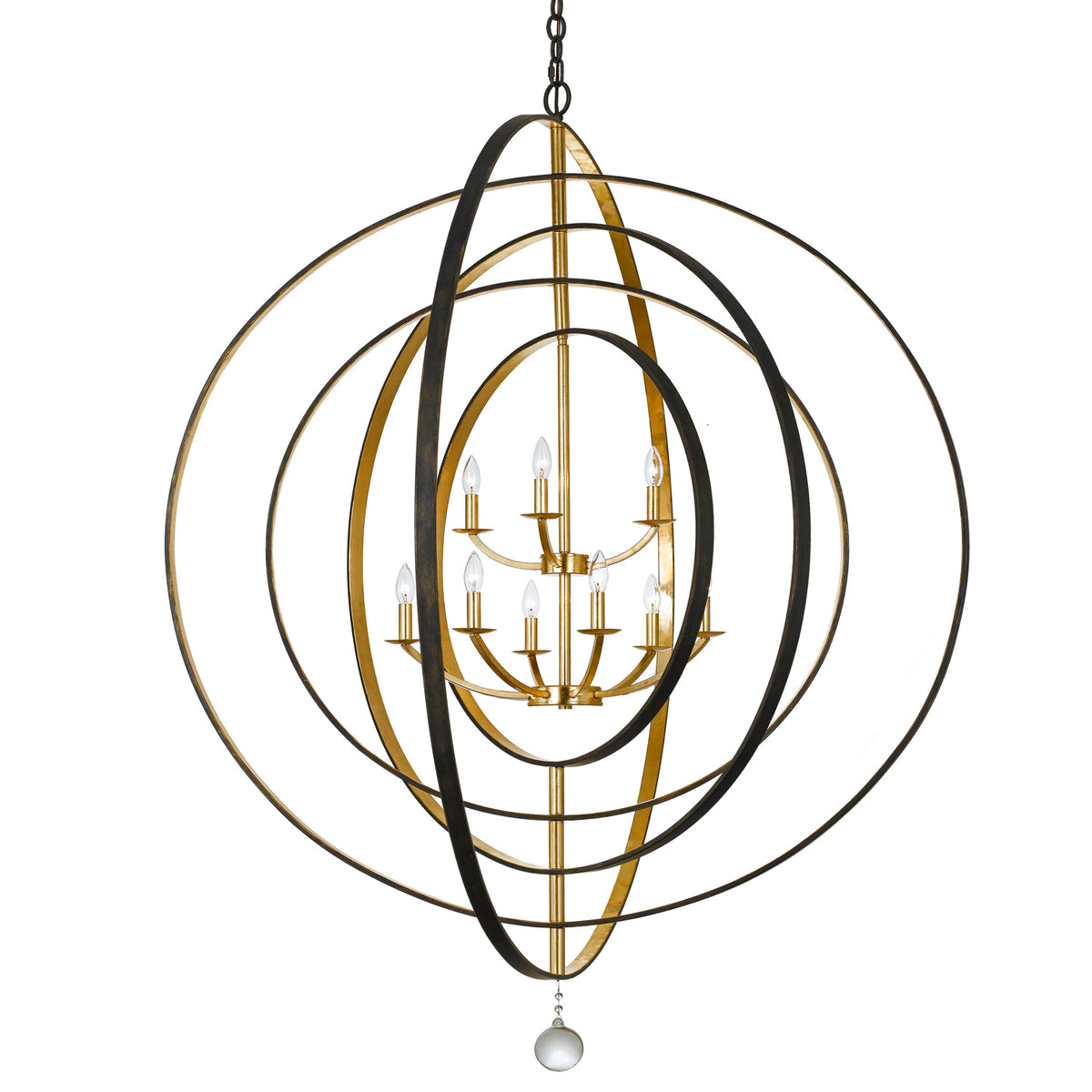 Crystorama - 587-EB-GA - Nine Light Chandelier - Luna - English Bronze + Antique Gold