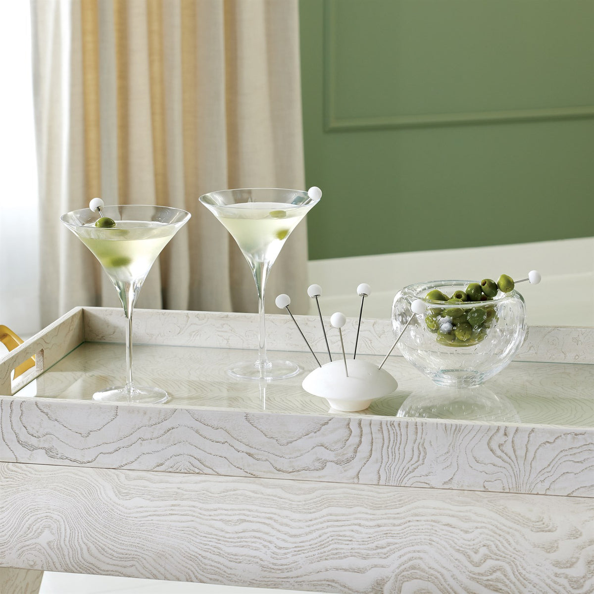 S/8 Pics à cocktail en albâtre avec base