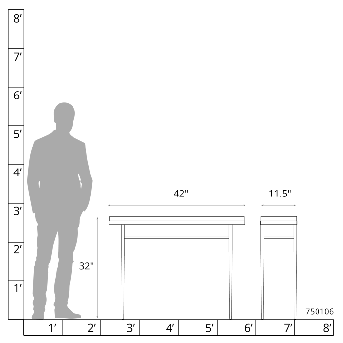 Hubbardton Forge 750106 Wick 42" Console Table